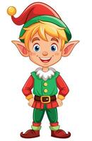 Christmas elf smiling and standing with hands on hips vector