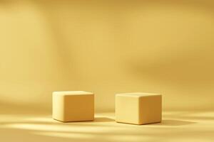 Yellow Minimal Background Podium Platform For Product Display Presentation 3D Rendering photo