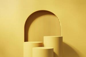 Yellow Minimal Background Podium Platform For Product Display Presentation 3D Rendering photo