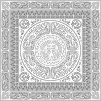Native American square contour pattern. Geometric shapes in a rectangle . National ornament of the peoples of America, Maya, Aztecs, Incas. Template for stained glass vector