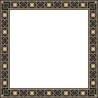 square gold with black border, frame, Pompeii. Rectangle Neopolitan ornament. Template for stained glass vector