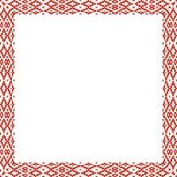 red green square belarusian national ornament frame. Ethnic pattern rectangle of Slavic peoples, Russian, Ukrainian, Serb, Pole, Bulgarian. Cross stitch template vector