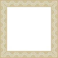 square gold border, frame, Pompeii. Rectangle Neopolitan ornament. Art of Ancient Rome. Template for stained glass vector
