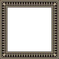 golden and black square Yakut ornament. An endless rectangular border, a frame of the northern peoples of the Far East. vector