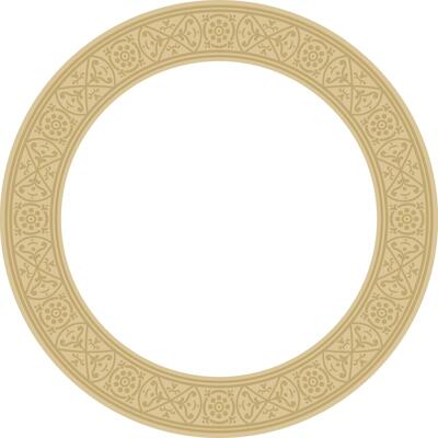 round gold border, frame, Pompeii ring. Circle Neopolitan ornament. Art of Ancient Rome.