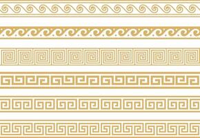 Set of seamless greek classic ornament. Pattern for a border and a frame. Ancient Greece and the Roman Empire. Endless golden meander. vector