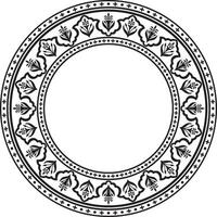 round national monochrome black ornament of ancient Persia. Iranian ethnic circle, ring, border, frame. vector