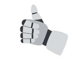 Technology concept. AI concept. Robots hand gesture showing thumb up isolated on white background. Sing OK. vector