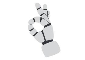 Technology concept. AI concept. Robots hand gesture showing sign OK isolated on white background. vector