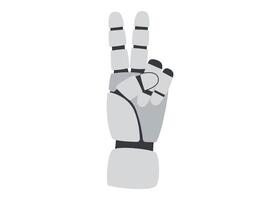 Technology concept. AI concept. Robots hand gesture showing sign win isolated on white background. vector