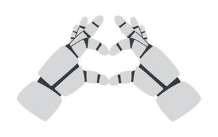 Technology concept. AI concept. Robots hands gesture showing a heart isolated on white background. vector