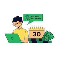 Dynamic Line Art Man Receiving His Salary vector