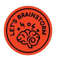 Orange Sticker with Lets Brainstorm Text for Creative Collaboration vector