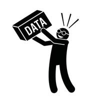 a person holding a box with the word data on it vector