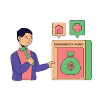 Man Managing Finances Emergency Fund vector