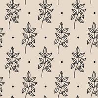 Minimalistic botanical seamless pattern. hand-drawn illustration in doodle style. Perfect for decorations, wallpaper, wrapping paper, fabric. Floral background. vector