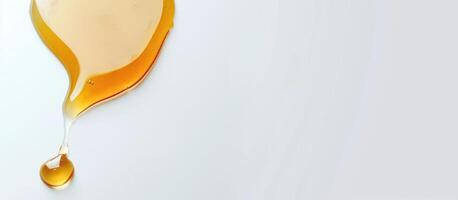 A drop of olive oil dripping on a white background. photo