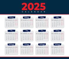 Design and Date 2025 Wall Calendar vector