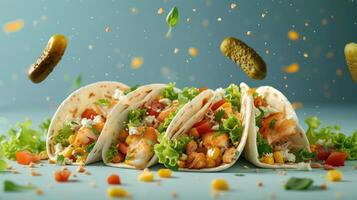 a group of tacos that are sitting on a table photo