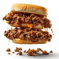 two sloppy joes are stacked on top of each other photo