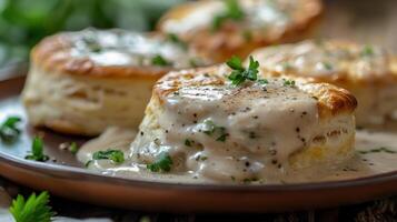 a plate of food that has some kind of pastry on it photo