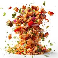 a pile of food that is falling into the air photo