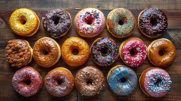 a bunch of doughnuts that are on a table photo