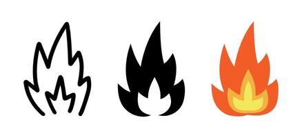 Set of Fire cartoon doodle. vector