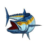 wahoo fishing iwith open mouth chasing prey vector