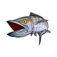 wahoo fishing jump with the mouth wide open vector