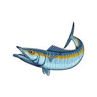 wahoo fishing curling with tail raised behind vector