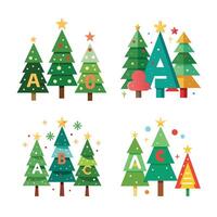 Set of christmas alphabet trees vector