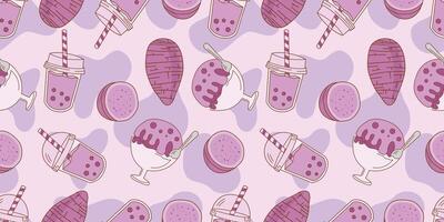 Ice taro seamless pattern backgrounds vector