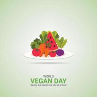 World Vegan Day creative design vector