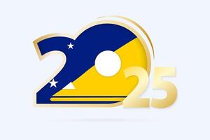Year 2025 with Tokelau Flag pattern. vector