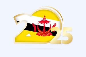 Year 2025 with Brunei Flag pattern. vector