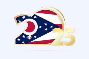 Year 2025 with Ohio Flag pattern. vector
