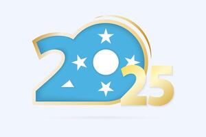 Year 2025 with Micronesia Flag pattern. vector