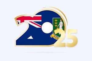 Year 2025 with British Virgin Islands Flag pattern. vector