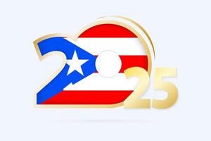 Year 2025 with Puerto Rico Flag pattern. vector