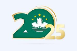 Year 2025 with Macau Flag pattern. vector