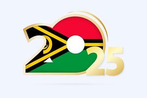 Year 2025 with Vanuatu Flag pattern. vector