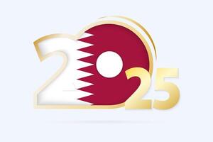 Year 2025 with Qatar Flag pattern. vector