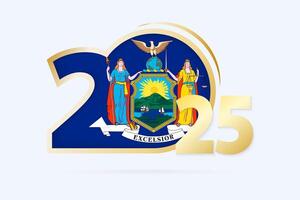 Year 2025 with New York Flag pattern. vector