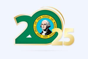 Year 2025 with Washington Flag pattern. vector