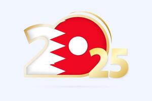 Year 2025 with Bahrain Flag pattern. vector