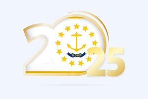 Year 2025 with Rhode Island Flag pattern. vector