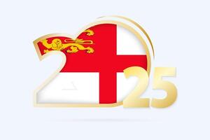 Year 2025 with Sark Flag pattern. vector