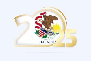Year 2025 with Illinois Flag pattern. vector