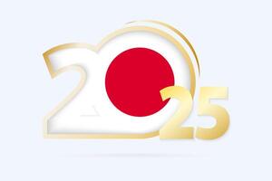 Year 2025 with Japan Flag pattern. vector